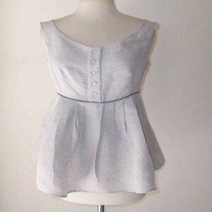 PANNA E CIOCCOLATO Pale Gray Viscose Linen Peplum Top 40 4     6